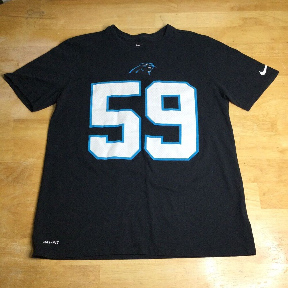 Nike Carolina Panthers Football NFL Kurechly 59 Cotton T-shirt Size L